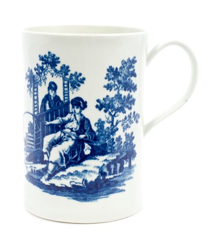 Lot 64 - 18th century Worcester blue and white mug,...