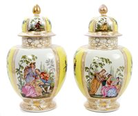 Lot 72 - Pair late 19th century Dresden porcelain vases...