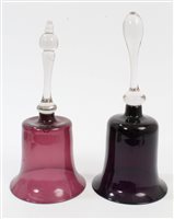Lot 84 - Two Victorian amethyst glass bells with...