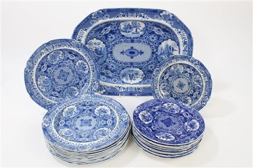 Lot 123 - Early 19th century Spode blue and white net...