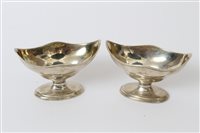 Lot 361 - Pair George III silver salts of boat-shaped...