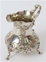 Lot 369 - Victorian silver cream jug of baluster form,...