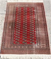 Lot 1455 - Pakistani Turkoman-style part silk rug, having...