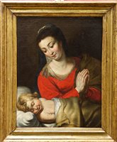 Lot 1091 - Follower of Rubens, oil on canvas - a mother...