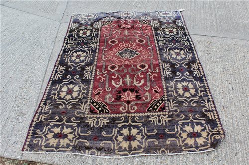 Lot 1463 - Hamadan rug, central script medallion and...