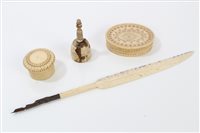 Lot 677 - 19th century Continental carved ivory quill,...