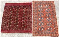 Lot 1454 - Antique Turkoman rug with three runs of seven...