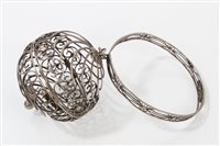 Lot 713 - 19th century Continental silver wool holder of...