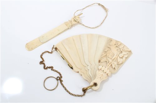 Lot 720 - 19th century carved ivory page marker with...