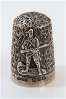 Lot 732 - Rare Boer War silver thimble, by H. C. & S....
