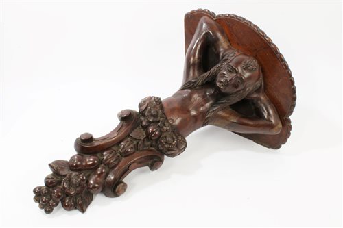 Lot 778 - 19th century carved oak wall bracket with...
