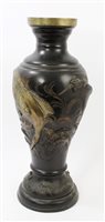Lot 783 - Japanese Meiji period patinated bronze vase of...