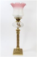 Lot 787 - Ornate late 19th century oil lamp with bulbous-...
