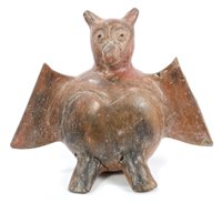 Lot 789 - Rare pre-Columbian pottery model of a bat,...