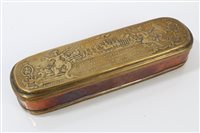 Lot 809 - 18th century German brass and copper tobacco...