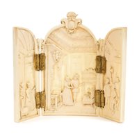 Lot 816 - Rare 19th century carved Dieppe ivory triptych,...