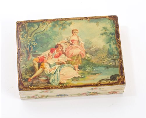 Lot 825 - 19th century Continental painted ivory box of...