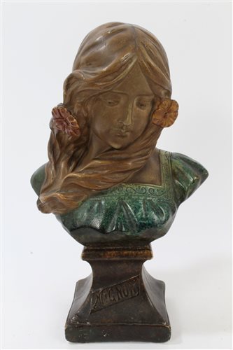 Lot 843 - Art Nouveau bronzed plaster bust, titled -...