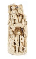 Lot 846 - Antique Chinese carved ivory group with tiers...