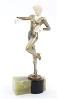 Lot 854 - Art Deco cold-painted and ivory mounted figure,...