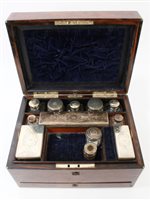 Lot 863 - Victorian brass bound walnut toilet box with...