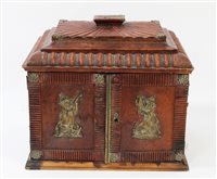 Lot 864 - Regency red leather covered table cabinet of...