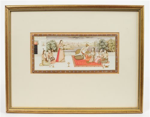 Lot 868 - Antique Mughal School watercolour on ivory...