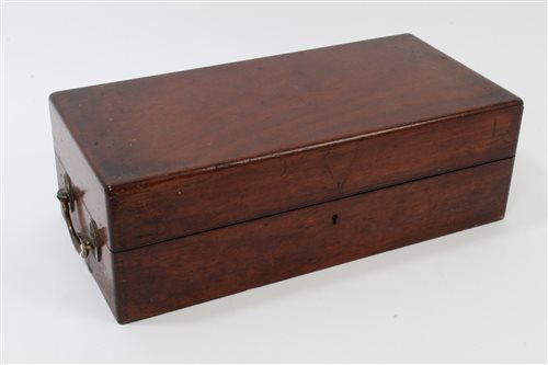 Lot 875 - Georgian mahogany box of narrow form, with...