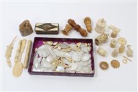 Lot 877 - Collection of assorted antique ivory bone,...