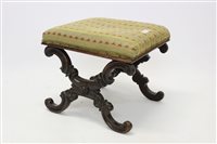 Lot 1416 - William IV rosewood stool with embroidered top...