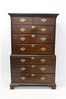 Lot 1419 - George III mahogany chest on chest with dentil...