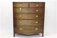 Lot 1420 - Very large Regency mahogany bow front chest...