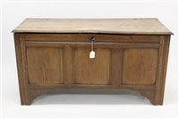 Lot 1422 - Early 18th century oak coffer with moulded...