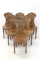 Lot 1429 - Rare and fine set of six Regency mahogany hall...