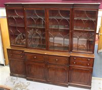 Lot 1431 - Large George III mahogany breakfront...