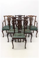 Lot 1432 - Harlequin set of six Edwardian Chippendale...