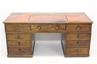 Lot 1441 - Victorian mahogany desk, the tooled leather...