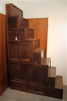 Lot 1445 - Highly unusual Anglo-Chinese elm library steps...