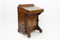 Lot 1349 - Mid-Victorian walnut davenport with rear...