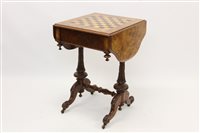 Lot 1351 - Victorian burr walnut and chess-top inlaid...