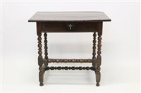 Lot 1357 - Late 17th century oak side table, the plank...