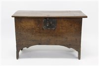 Lot 1363 - 17th century oak five-plank coffer of small...