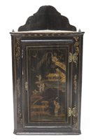 Lot 1373 - 18th century black lacquered hanging corner...