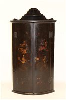 Lot 1374 - 18th century black lacquered bow front hanging...