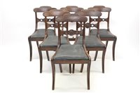 Lot 1376 - Set of six Regency mahogany dining chairs,...