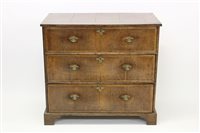 Lot 1391 - Early 18th century walnut crossbanded chest of...