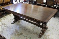 Lot 1394 - 17th century-style oak draw-leaf dining table,...