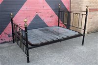 Lot 1396 - Victorian brass double bed with lattice head...