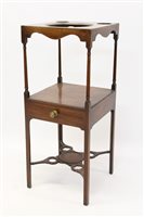 Lot 1403 - George III mahogany washstand of square form,...