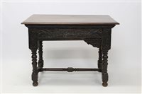 Lot 1407 - Highly unusual antique oak and hardwood side...